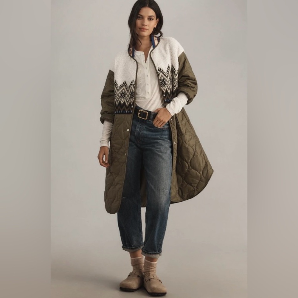 Anthropologie fall 2024 Tierney Fair Isle quilted jacket. EUC.